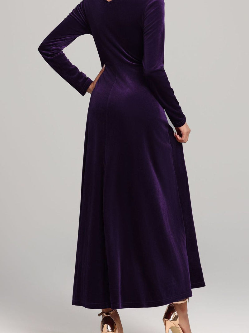 Square Neck Long Sleeve Velvet Dress