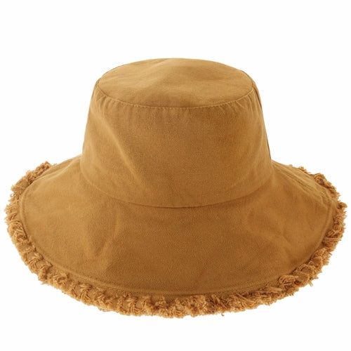 Wide Brim Frayed Bucket Hat